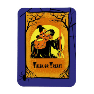 Trick or Treat! Vintage Witch Halloween Gift Magnet