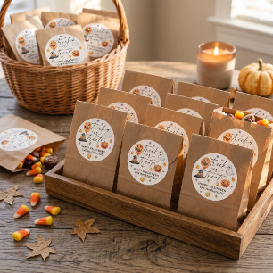 Trick or Treat Watercolor Halloween Party Classic Round Sticker