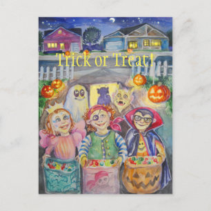 Trick or Treat! watercolor Postcard