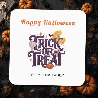 Trick or Treat Whimsical Ghosts Halloween  Square Sticker