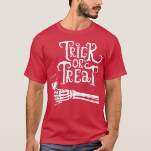 Trick or Treat Wine Skeleton Hand T-Shirt