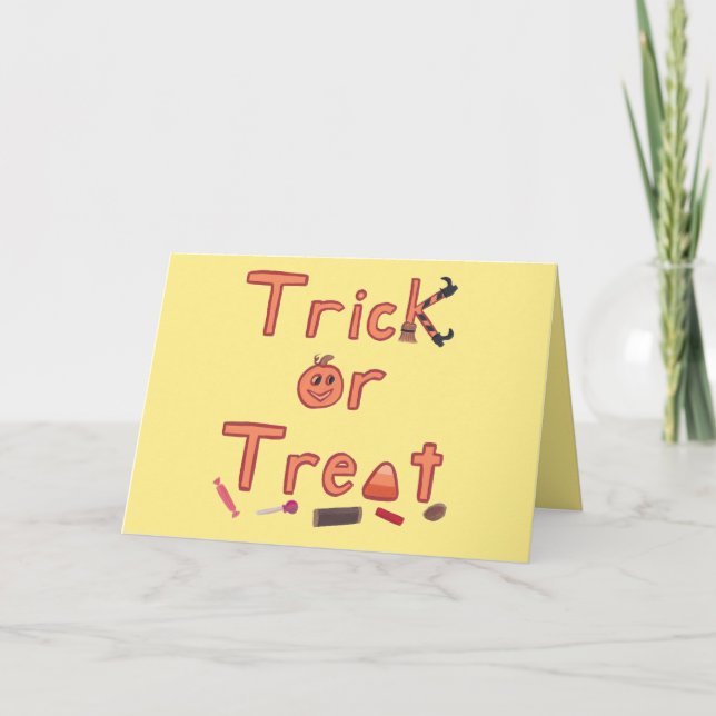 Trick or Treat Witch Legs Candy Halloween Design Card (Front)