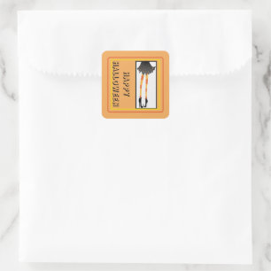 Trick or Treat Witch legs Happy Halloween Square Sticker