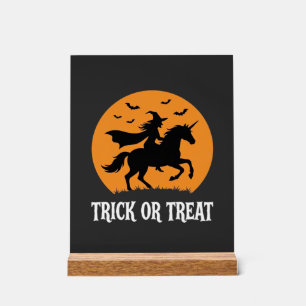 Trick or Treat Witch Unicorn Halloween Design_1 Acrylic Sign