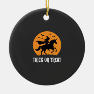 Trick or Treat Witch Unicorn Halloween Design_1 Ceramic Tree Decoration