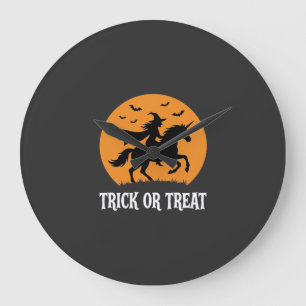 Trick or Treat Witch Unicorn Halloween Design_1 Large Clock