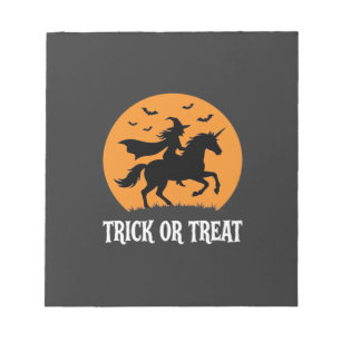 Trick or Treat Witch Unicorn Halloween Design_1 Notepad