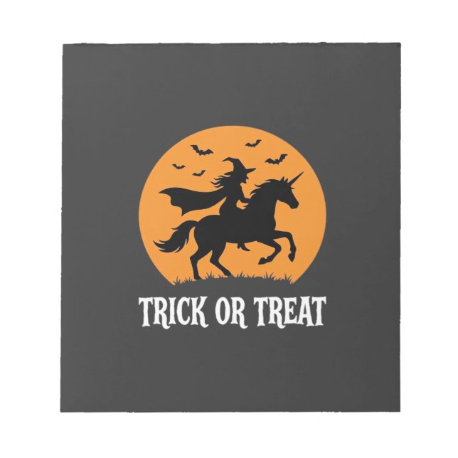 Trick or Treat Witch Unicorn Halloween Design_1 Notepad (Front)