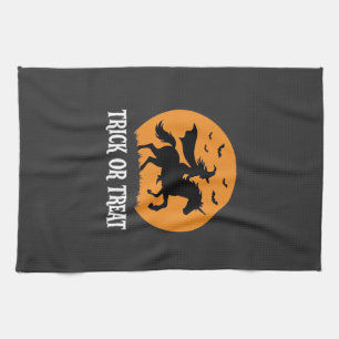 Trick or Treat Witch Unicorn Halloween Design_1 Tea Towel