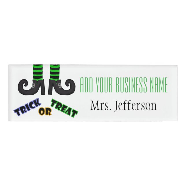 Trick Or Treat Witches Feet Name Tag (Front)