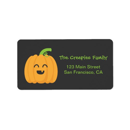 Trick or Treat with Cute Pumpkin for Halloween Address Label