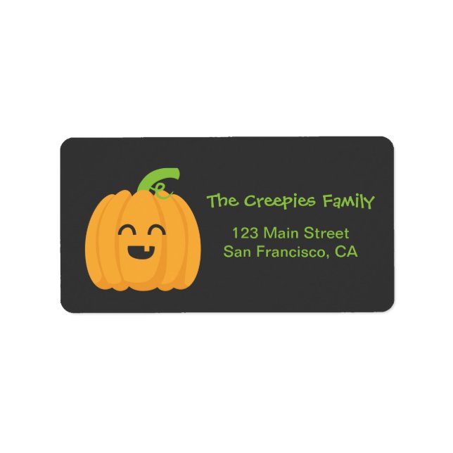 Trick or Treat with Cute Pumpkin for Halloween Label (Front)