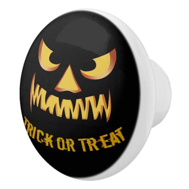Trick or Treat with Pumpkin Face Ceramic Knob (Right)