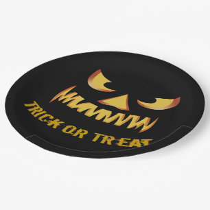 Trick or Treat with Pumpkin Face Paper Plate