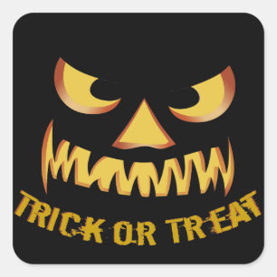 Trick or Treat with Pumpkin Face Square Sticker