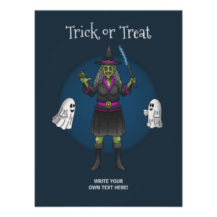 Trick or Treat with the Green Witch Poster