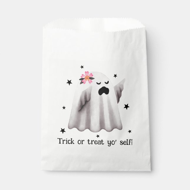 Trick or Treat Yo' Self Halloween Ghost Favour Bags (Front)