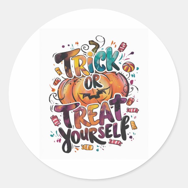 Trick or Treat Yourself Classic Round Sticker (Front)