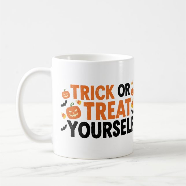 Trick or Treat Yourself – Funny Halloween Mug (Left)
