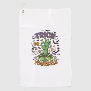 Trick Or Treat Yourself Zombie Hand Halloween Cand Golf Towel
