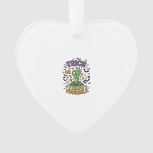 Trick Or Treat Yourself Zombie Hand Halloween Cand Ornament