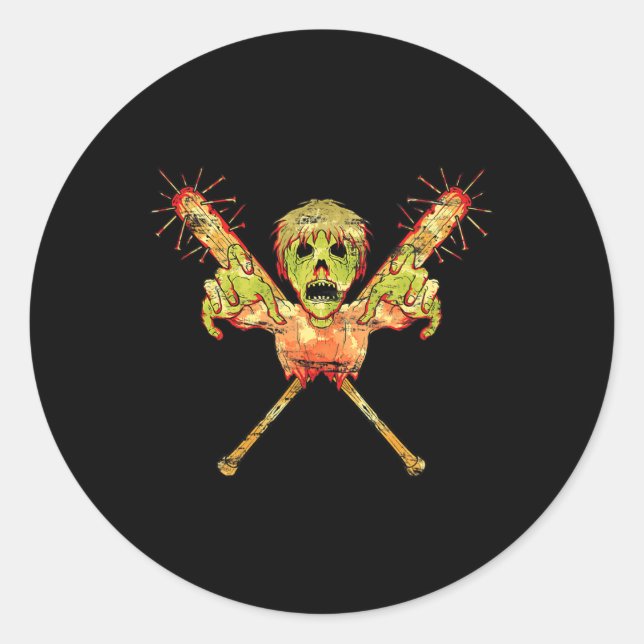 Trick Or Treat Zombie Gift Scary Halloween  Classic Round Sticker (Front)