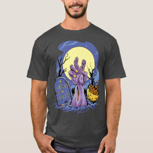 Trick or Treat Zombie Hand With Candy Halloween Gr T-Shirt
