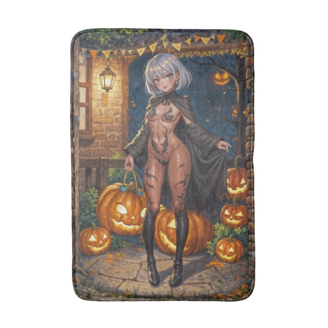 Trick or Treater, Brave Halloween Costume Girl Bath Mat (Front Vertical)
