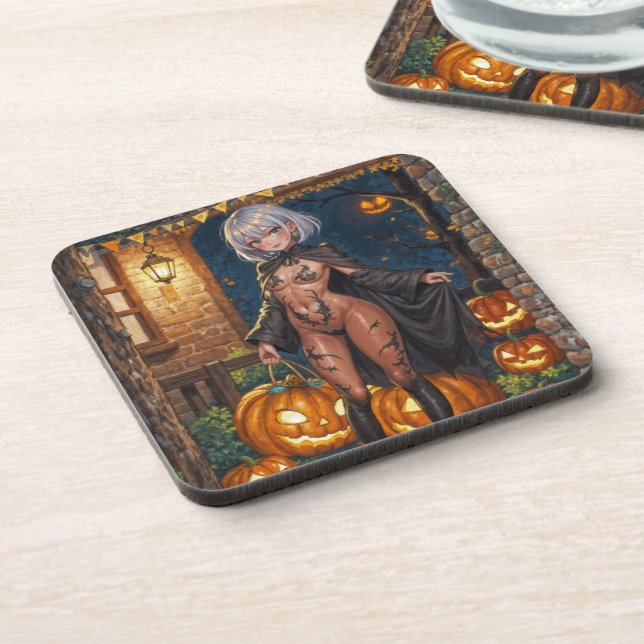 Trick or Treater, Brave Halloween Costume Girl Coaster (Left Side)