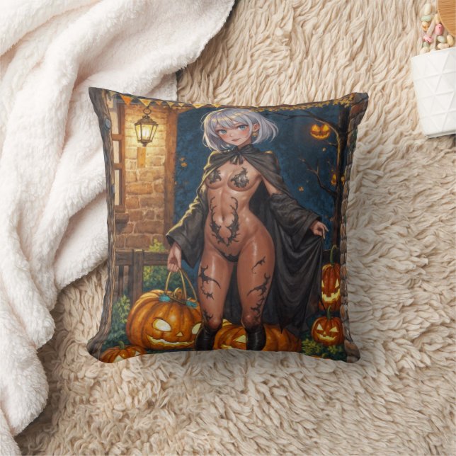 Trick or Treater, Brave Halloween Costume Girl Cushion (Blanket)