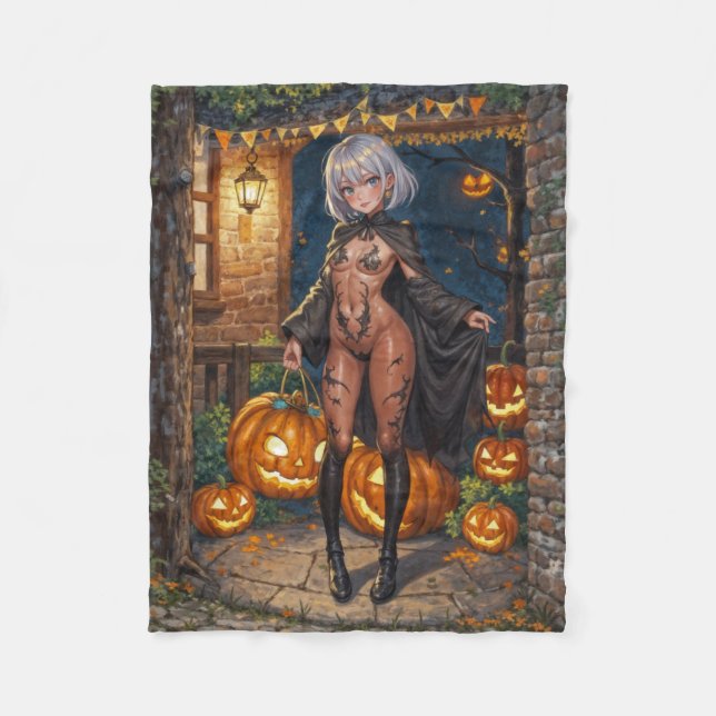 Trick or Treater, Brave Halloween Costume Girl Fleece Blanket (Front)