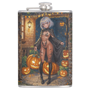 Trick or Treater, Brave Halloween Costume Girl Hip Flask