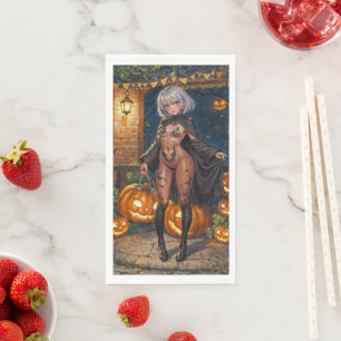 Trick or Treater, Brave Halloween Costume Girl Napkin