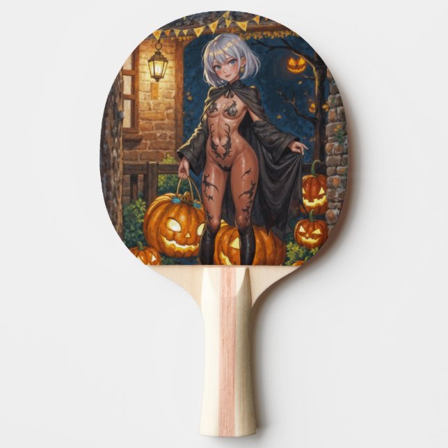 Trick or Treater, Brave Halloween Costume Girl Ping Pong Paddle (Front)