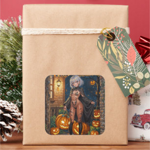 Trick or Treater, Brave Halloween Costume Girl Square Sticker