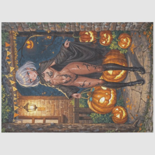 Trick or Treater, Brave Halloween Costume Girl Tissue Paper (Front)