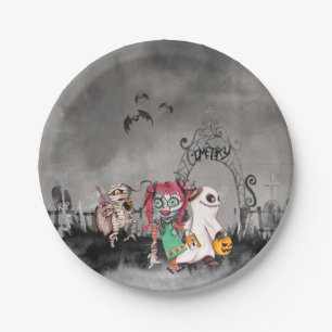 Trick or treaters Halloween Paper Plate