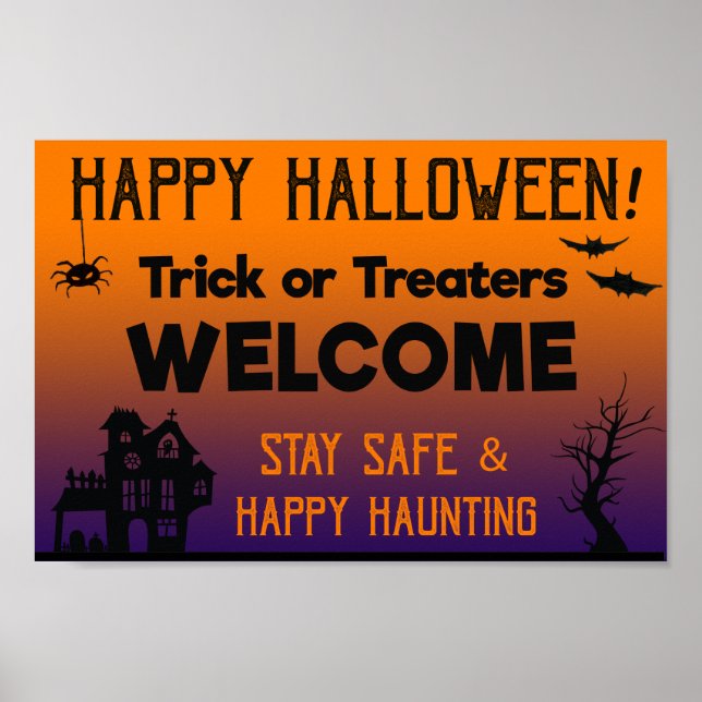 Trick or Treaters Welcome Halloween Poster (Front)