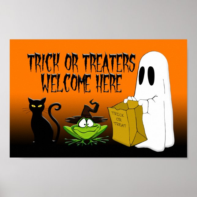 Trick or Treaters Welcome Here Halloween Poster (Front)