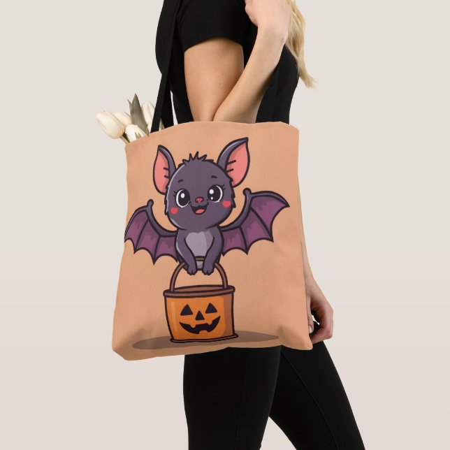 Trick or Treating Bat  Tote Bag (Close Up)