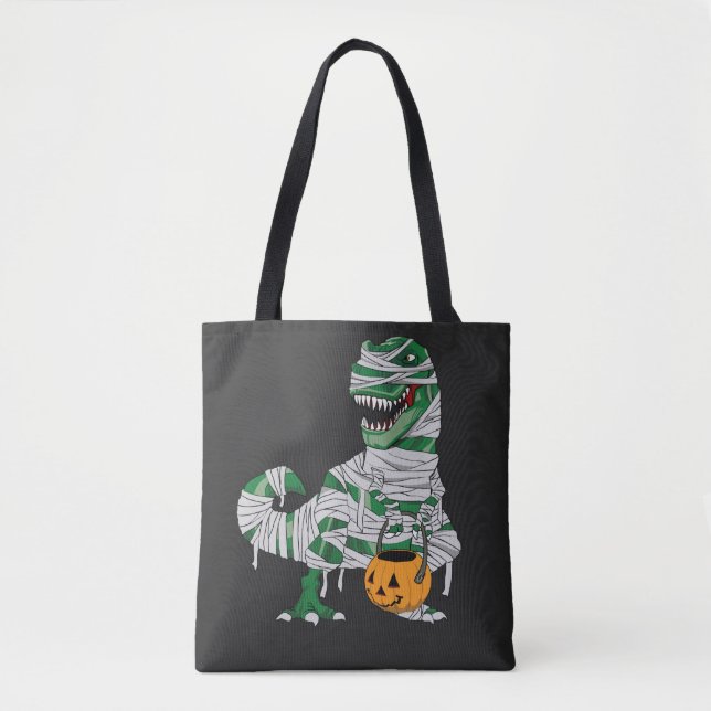 Trick or treating Dinosaur Tote Bag (Front)