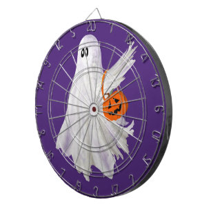 Trick Or Treating Ghost With Pumpkin Candy Bucket Dartboard
