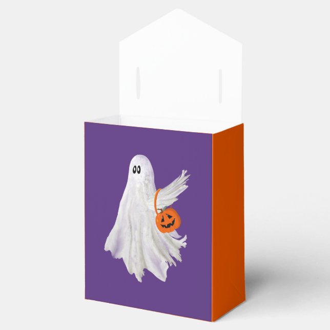Trick Or Treating Ghost With Pumpkin Candy Bucket Favour Box (Opened)