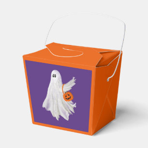 Trick Or Treating Ghost With Pumpkin Candy Bucket Favour Box