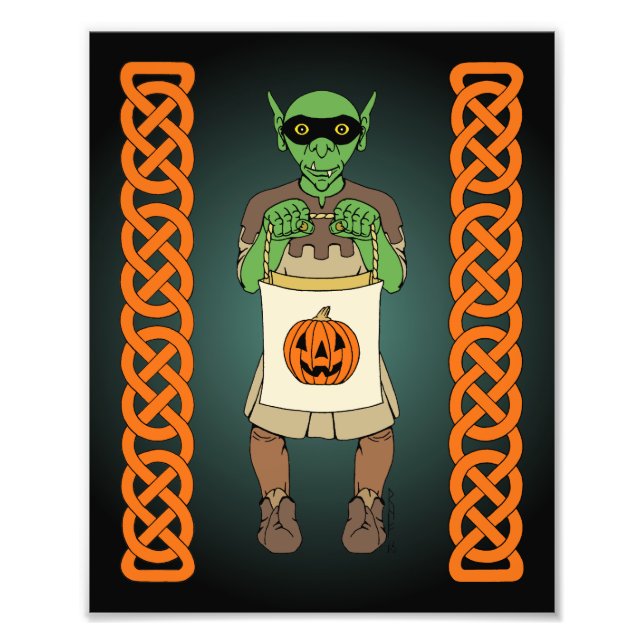 Trick-or-Treating Goblin Halloween Art Photo Print (Front)