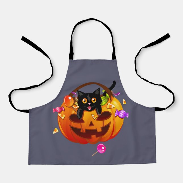 Trick-or-Treating Halloween Party Cat Apron (Front)