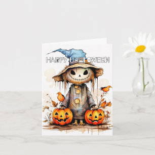 Trick Or Treating Happy Halloween Scarecrow Card