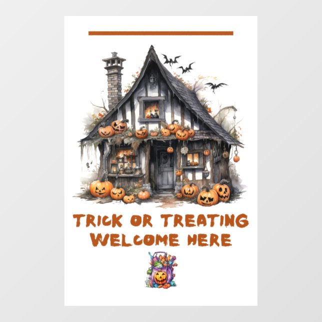 Trick or Treating Welcome Here Banner Window Cling (Sheet)
