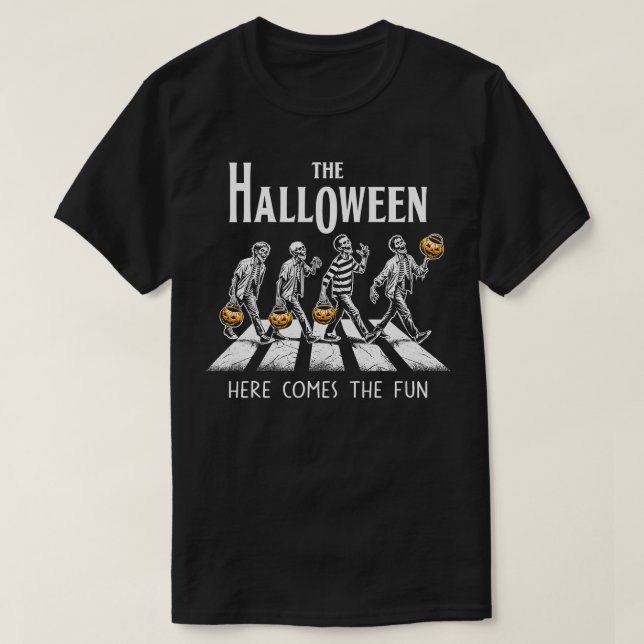 Trick or Treating Zombies Men Women Kids Funny Hal T-Shirt (Design Front)