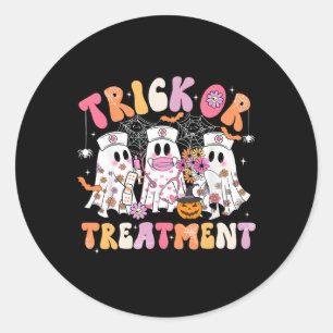 Trick Or Treatment Ghost Nurse Halloween Costume G Classic Round Sticker